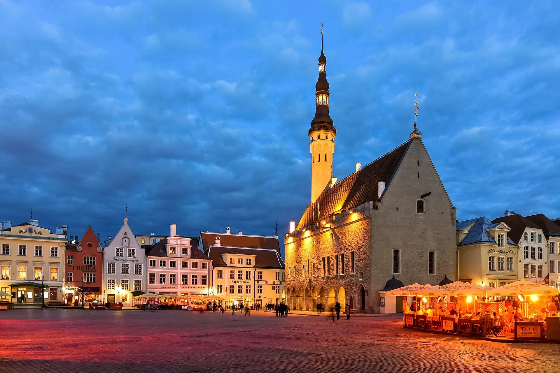 Tallinn town square in evening light
